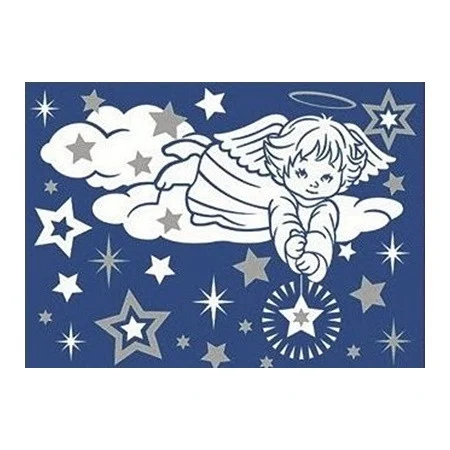 Sticker pentru geam cu motive de iarna, ingeras cu stea, 27 x 20 cm [1]