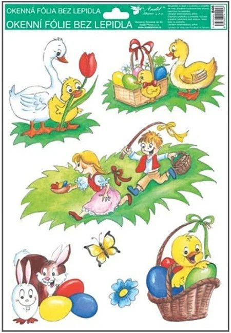Autocolant de Pasti pentru fereastra 42 cm x 30 cm - lalele si oua colorate [1]