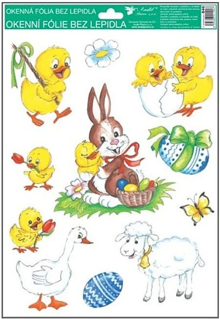 Autocolant de Pasti pentru fereastra 42 cm x 30 cm - lalele si oua colorate [1]