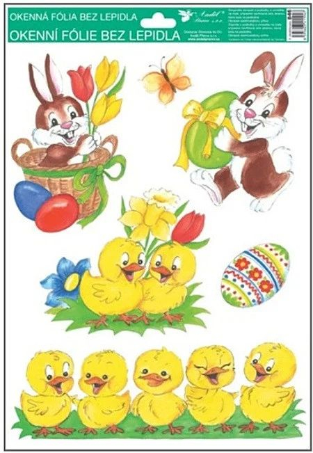 Autocolant de Pasti pentru fereastra 42 cm x 30 cm - lalele si oua colorate [1]