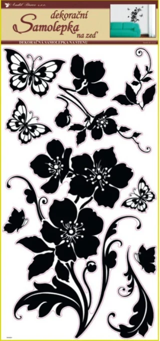 Sticker perete cu scop decorativ- flori cu fluturi  60 cm x 32cm [1]