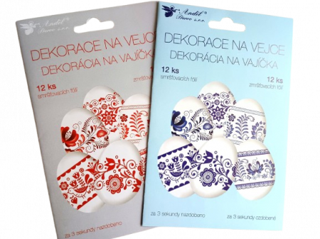 Ghirlande, stickere - 2 * Set 12 folii termice pentru oua de Pasti - motive florale rosii + albastre