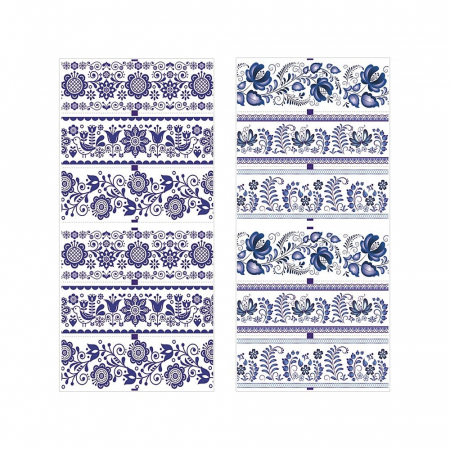 2 * Set 12 folii termice pentru oua de Pasti - motive florale rosii + albastre [5]