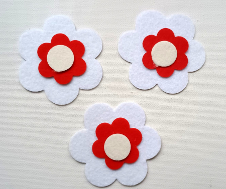 DECUPAJE FETRU - 3 flori roz fetru autoadeziv