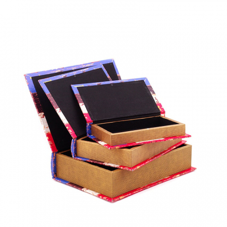 ACCESORII DIN LEMN - Set 3 cutii decorative pentru depozitare, tip carte "Home"