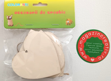 CREATIVITATE SI INDEMANARE - Figurine din lemn -  6 inimi cu model