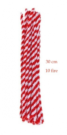 SARMA PLUSATA. POM POM. CLEME. - Accesorii creatie - sarma plusata, alb, rosu, rasucita, set 10 buc, Colorarte