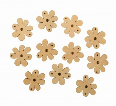 Figurine lemn martisoare - Accesorii lemn - nasturi trifoi 30 buc/ set