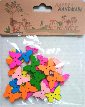 FLUTURI.FURNICI. - Năsturei lemn color - fluturi 30 buc/ set