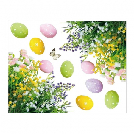 STICKERE. GHIRLANDE. AUTOCOLANTE.BALOANE - Autocolant de Pasti pentru fereastra 42 cm x 30 cm - lalele si oua colorate