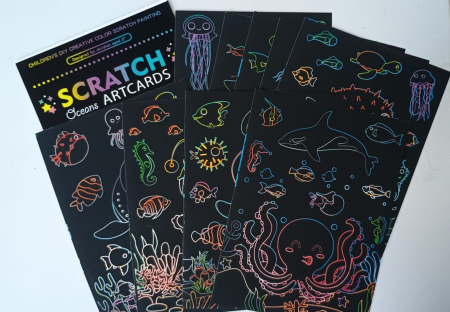 Scratch art Mediul acvatic  9 pagini + creion