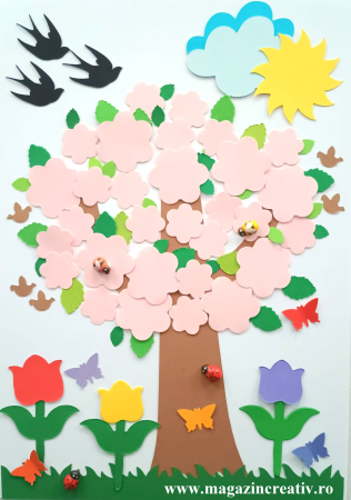 SETURI ABILITATI PRACTICE - Copacul anotimpurilor primavara - set creativ A4