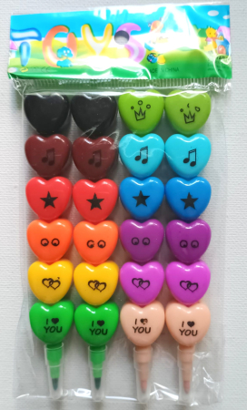 Set 4 creioane colorate secvențiale 6 culori, formă INIMĂ [1]