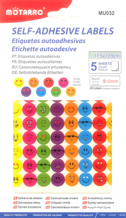 STICKERE. GHIRLANDE. AUTOCOLANTE.BALOANE - Etichete autoadezive color Smiley 1 cm - 400 buc