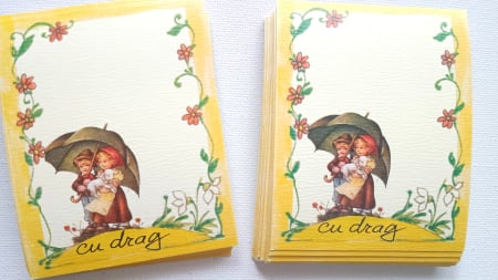 Snur martisor - Etichete carton Copii cu miel - set 100 bucati