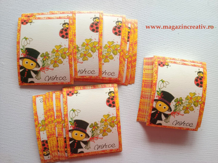 ACCESORII MARTISOARE - Etichete carton cu copii ZAMBESTE - set 100 bucati