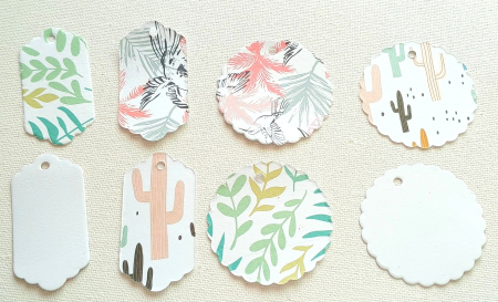 DECUPAJE HARTIE & CARTON DECOR - Etichete rotunde și dreptunghiulare - carton decorativ 4 modele