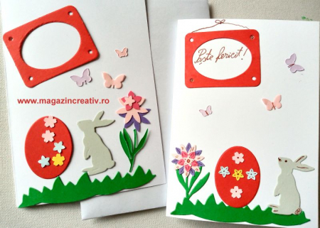 Felicitări de Paști - Felicitare cu ou, iepure si floare - set creativ