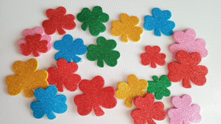 ACCESORII DIN SPUMA GUMATA - Trifoi spuma glitter autoadeziva