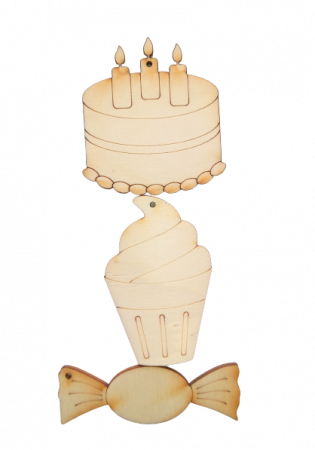 Accesorii din lemn - Figurine din lemn - Pachet mixt dulciuri 6 cm
