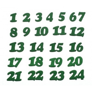 CIFRE. LITERE. FIGURI GEOMETRICE - Figurine din fetru - cifre verzi advent 1-24