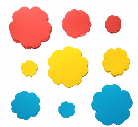 DECUPAJE MARI 6-25 CM - Flori carton tricolor - 36 buc.