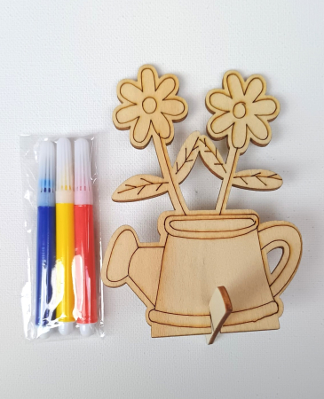 ACCESORII DIN LEMN - FLORI în ghiveci - figurine lemn pentru pictat + carioci