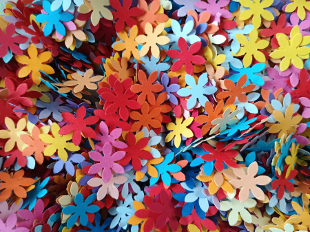 DECUPAJE MICI 1-6 CM - Floricele multicolore 1,5 cm - 100 buc.