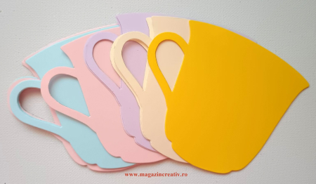 DECUPAJE MARI 6-25 CM - Cești colorate  carton - 30 buc