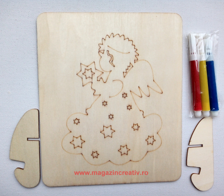 Accesorii din lemn - Tablou cu înger - figurine lemn de pictat