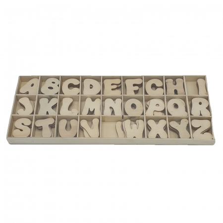 ACCESORII DIN LEMN - Litere lemn natur - 130 buc