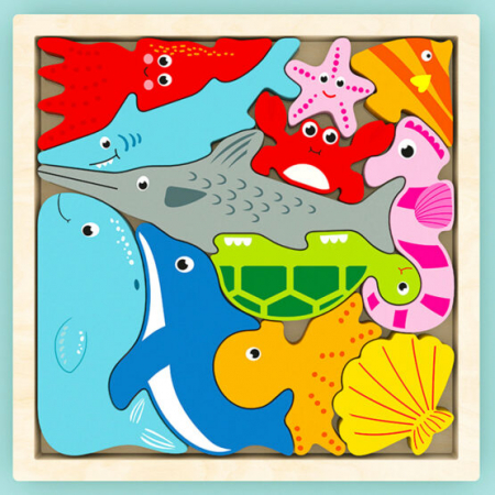 PUZZLE - ANIMALE MARINE- tetris lemn