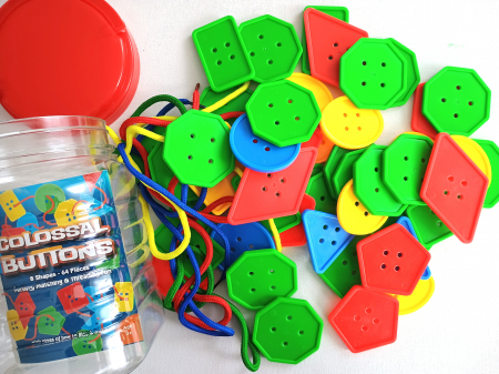 JOCURI CONSTRUCTIE - Nasturi plastic gradinita 64 buc. / borcan didactic