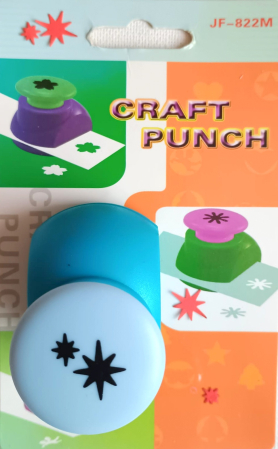 PERFORATOARE HOBBY - Perforator creativ, tip buton, cu apăsare pe un suport tare, având dimensiunea de perforare 1,6 cm, model 2 steluțe.