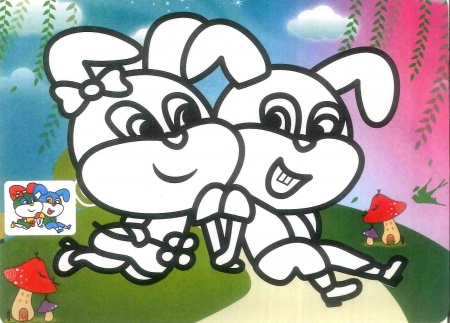 COLECTII - Plansa autoadeziva A5 Iepuri + nisip colorat