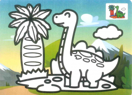 DINOZAURI - Plansa autoadeziva A5 Albina + nisip colorat