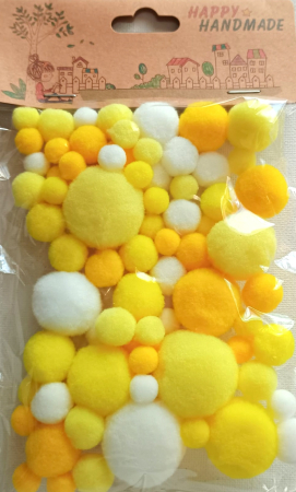 SARMA PLUSATA. POM POM. CLEME. - Pom-pom alb galben