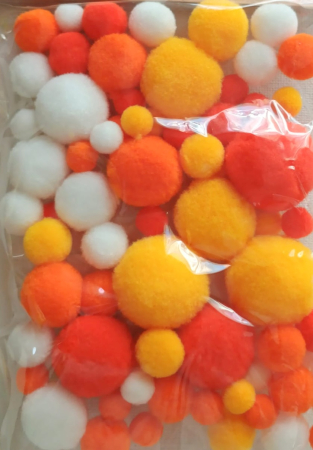 SARMA PLUSATA. POM POM. CLEME. - Pom-pom alb portocaliu