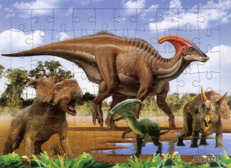 Puzzle carton - Puzzle 3 dinozauri - 70 piese