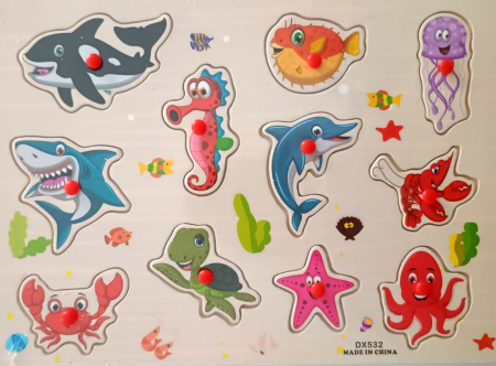 MEDIUL ACVATIC - Puzzle lemn animale marine