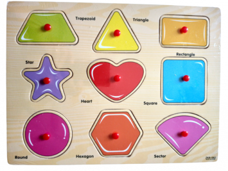 JOCURI MATEMATICE - Puzzle lemn incastru - figuri geometrice