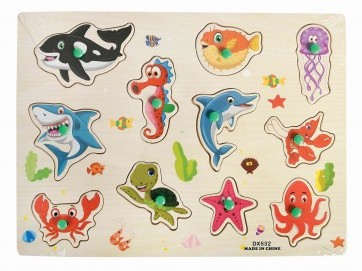 Puzzle lemn - Puzzle lemn animale marine