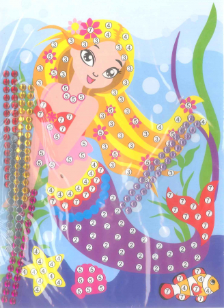 Mozaic - Puzzle pe numere cu strasuri 24X27cm Sirena