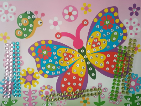INSECTE - Puzzle pe numere cu strasuri 24X27cm fetita