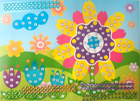 JOCURI CREATIE - Puzzle pe numere cu strasuri 24X27cm fetita