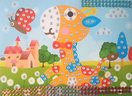 JOCURI CREATIE - Puzzle pe numere cu strasuri 24X27cm fetita