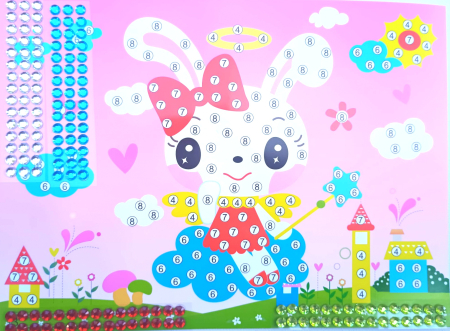 JOCURI CREATIE - Puzzle pe numere cu strasuri 24X27cm fetita