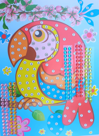 JOCURI CREATIE - Puzzle pe numere cu strasuri 24X27cm fetita