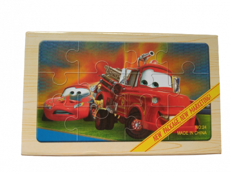 Puzzle din lemn, 12 piese, cu imagini masini.  [0]