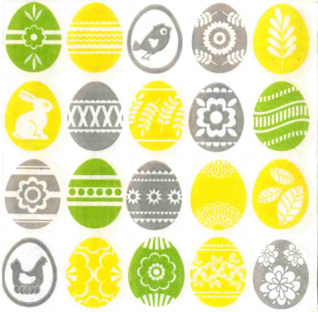 Servetele decorative - Servetel decorativ alb cu oua color - set 10 buc